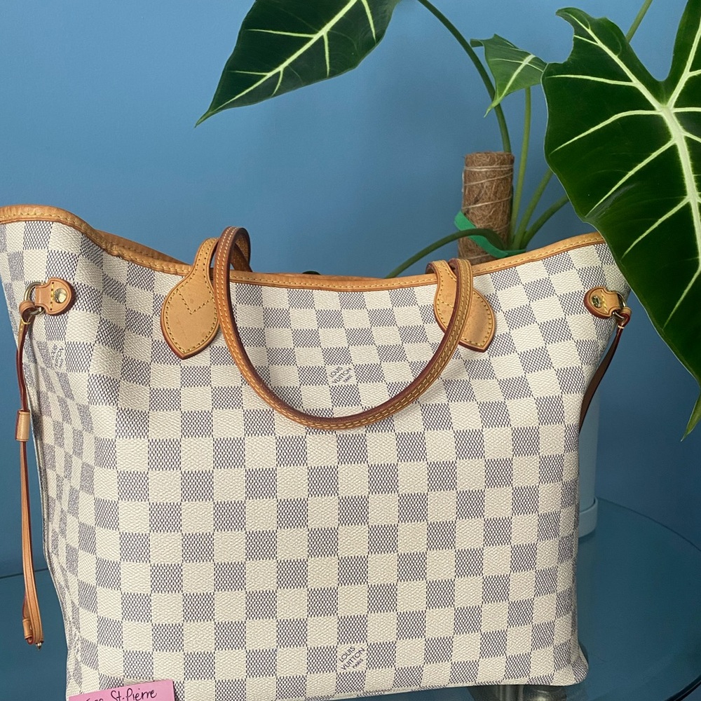 Damier Azur Neverfull MM with Rose Ballerine interior